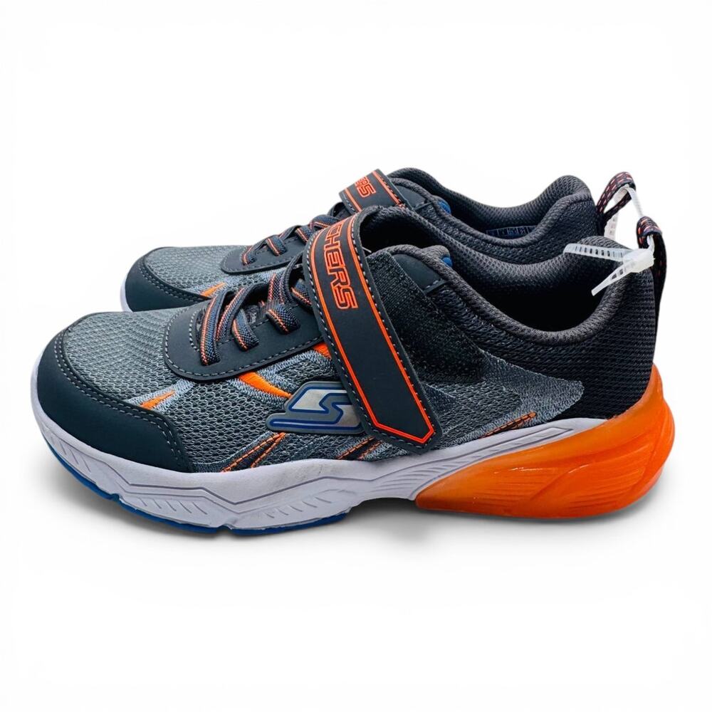 Skechers Kids Athletic Shoes Gray Orange Strap Lace Up Sneakers Size 2